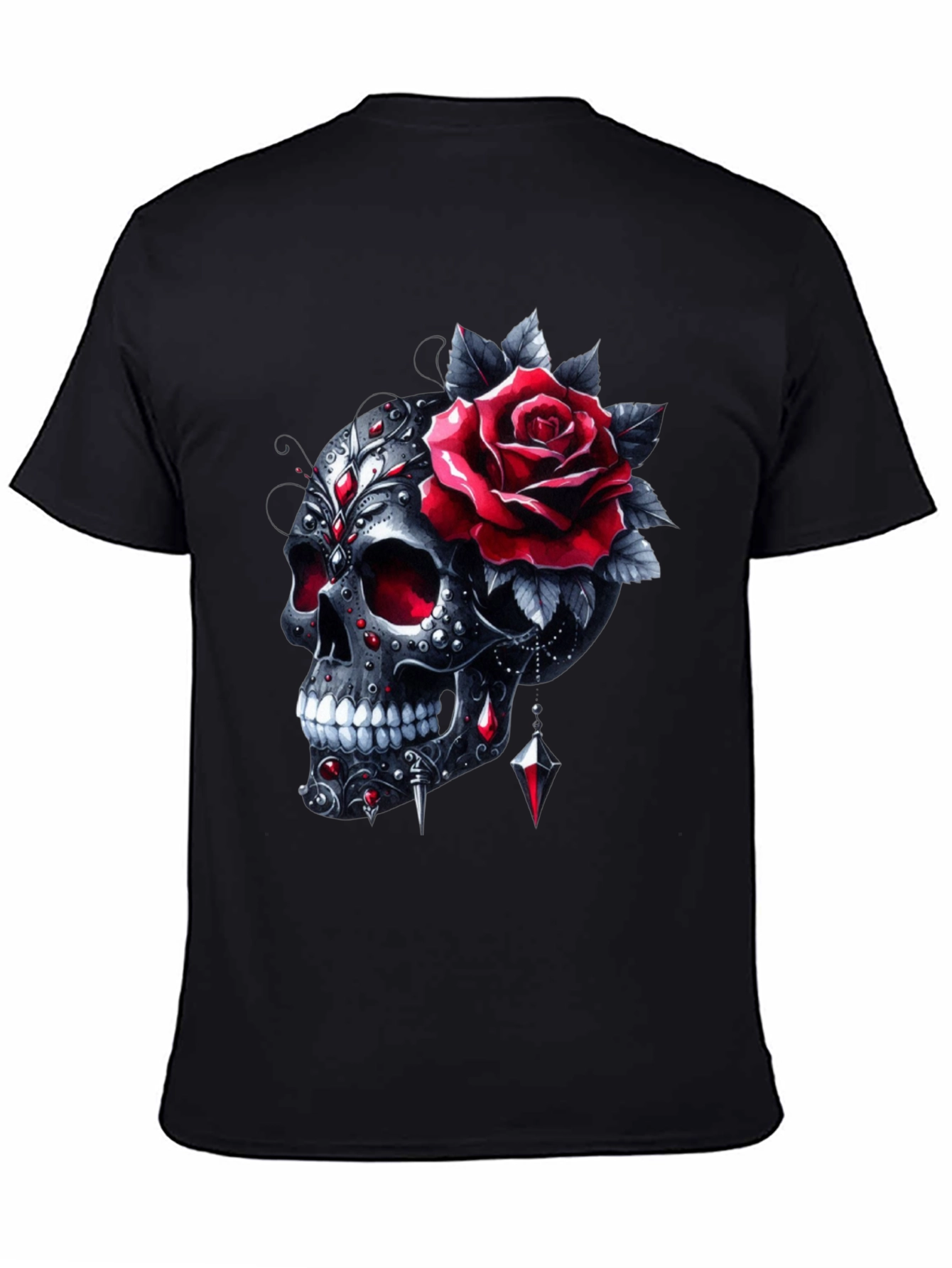 Skull & Rose Graphic T-Shirt - Edgy Style