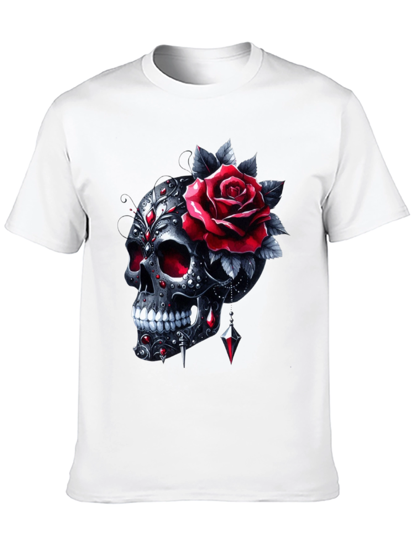 Skull & Rose Graphic T-Shirt - Edgy Style