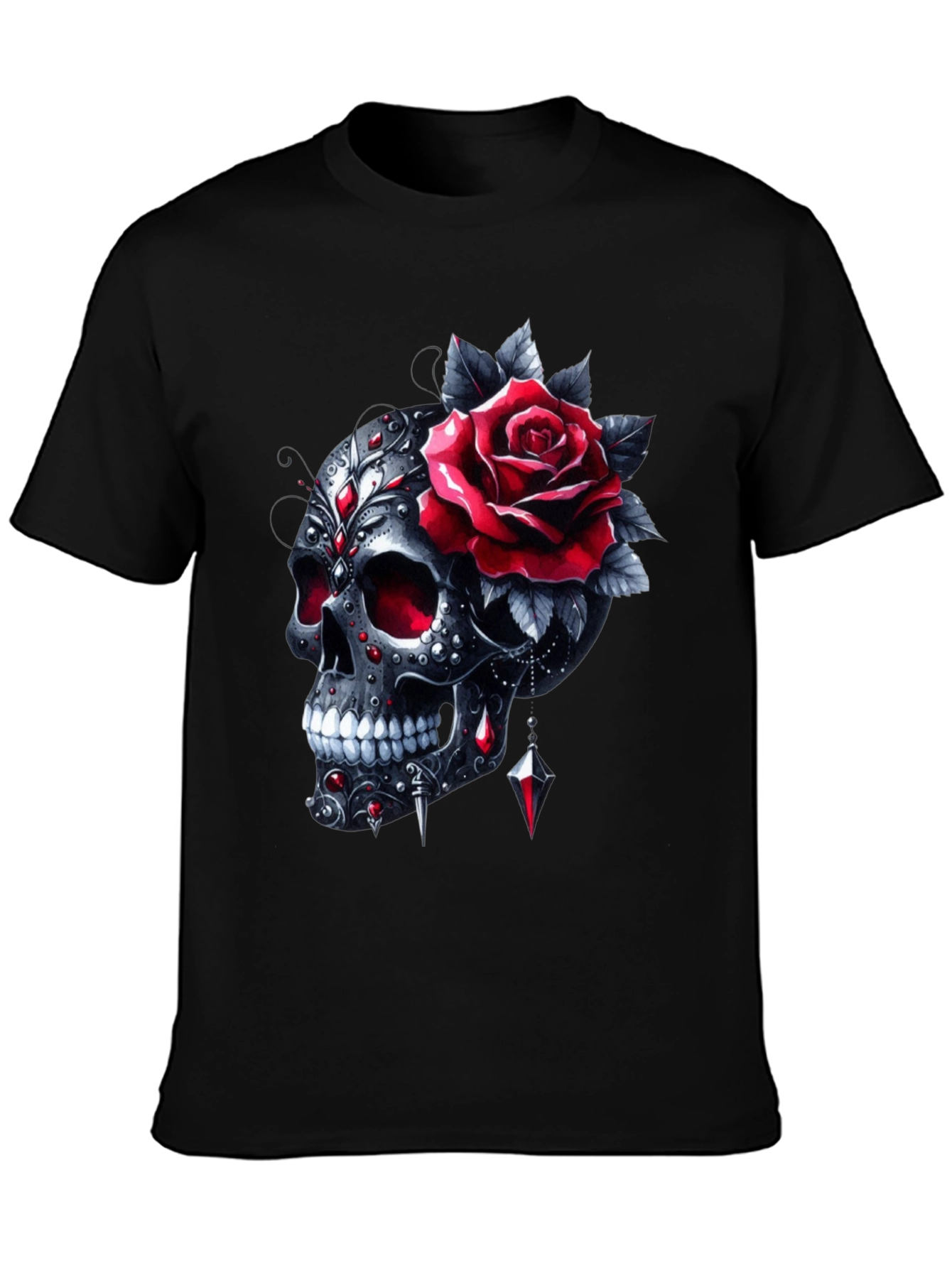 Skull & Rose Graphic T-Shirt - Edgy Style
