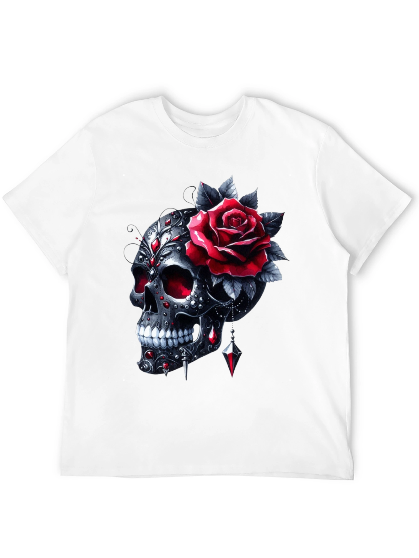 Skull & Rose Graphic T-Shirt - Edgy Style