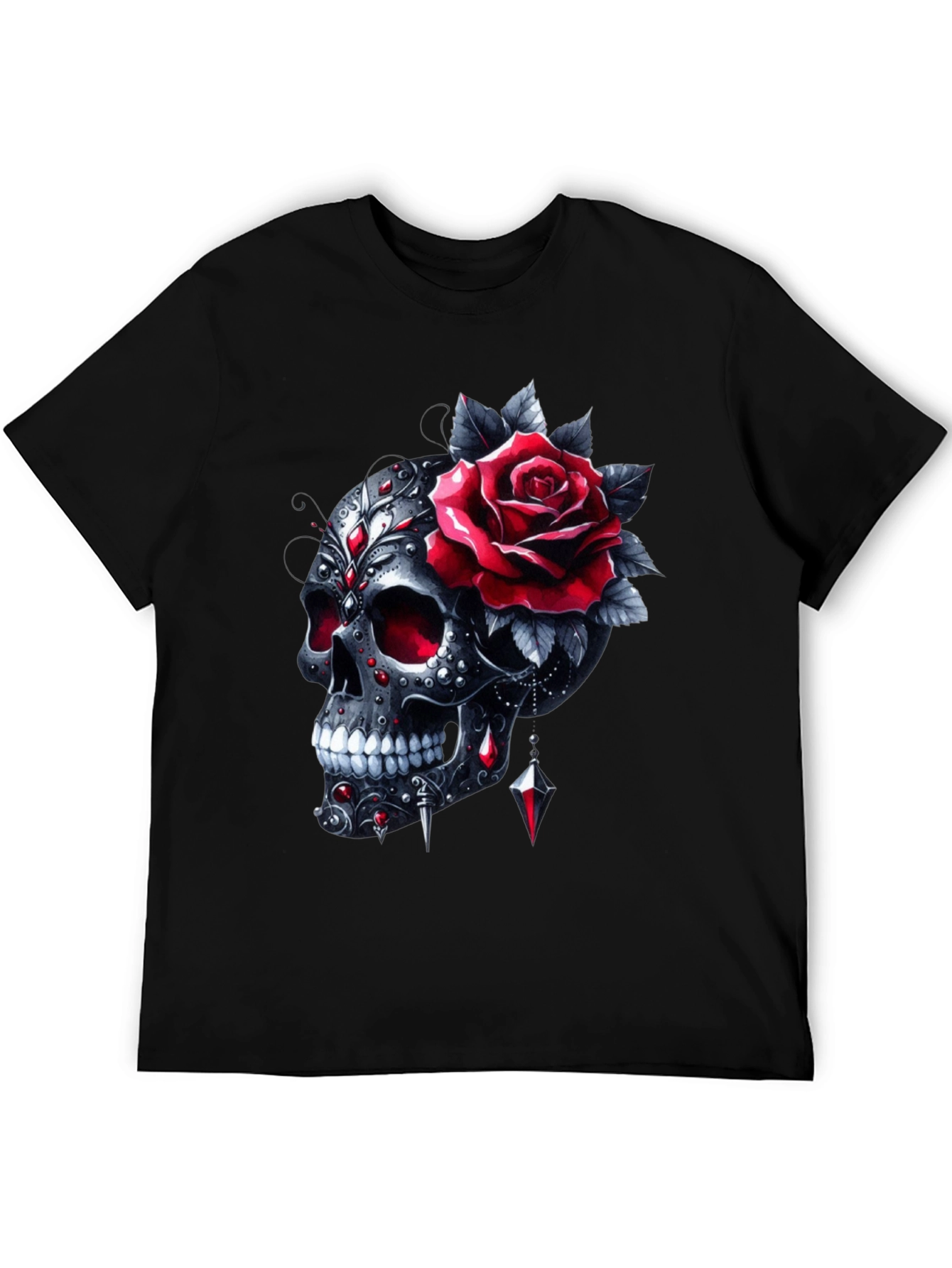 Skull & Rose Graphic T-Shirt - Edgy Style