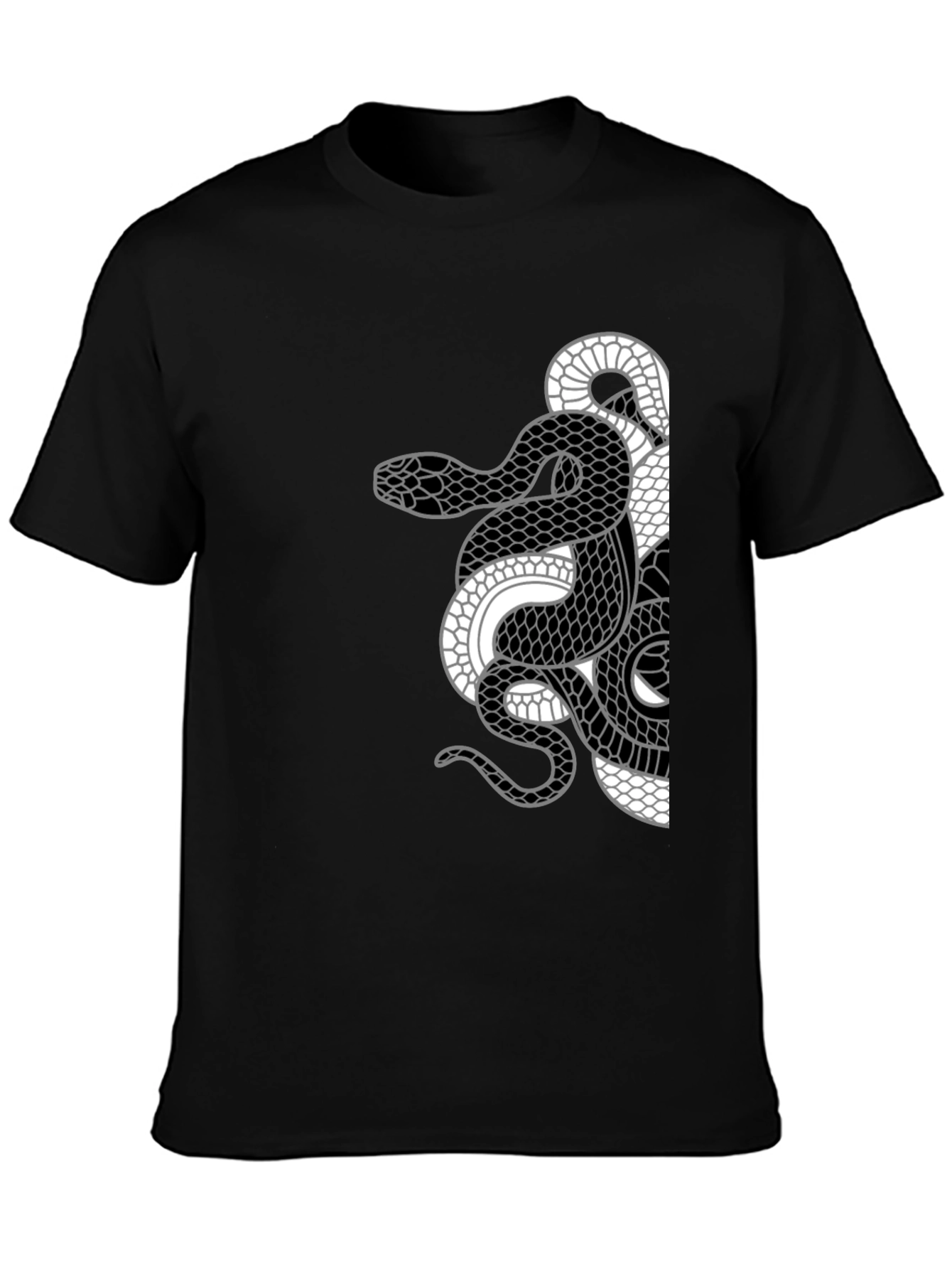 Yin Yang Snake Graphic Tee - Black