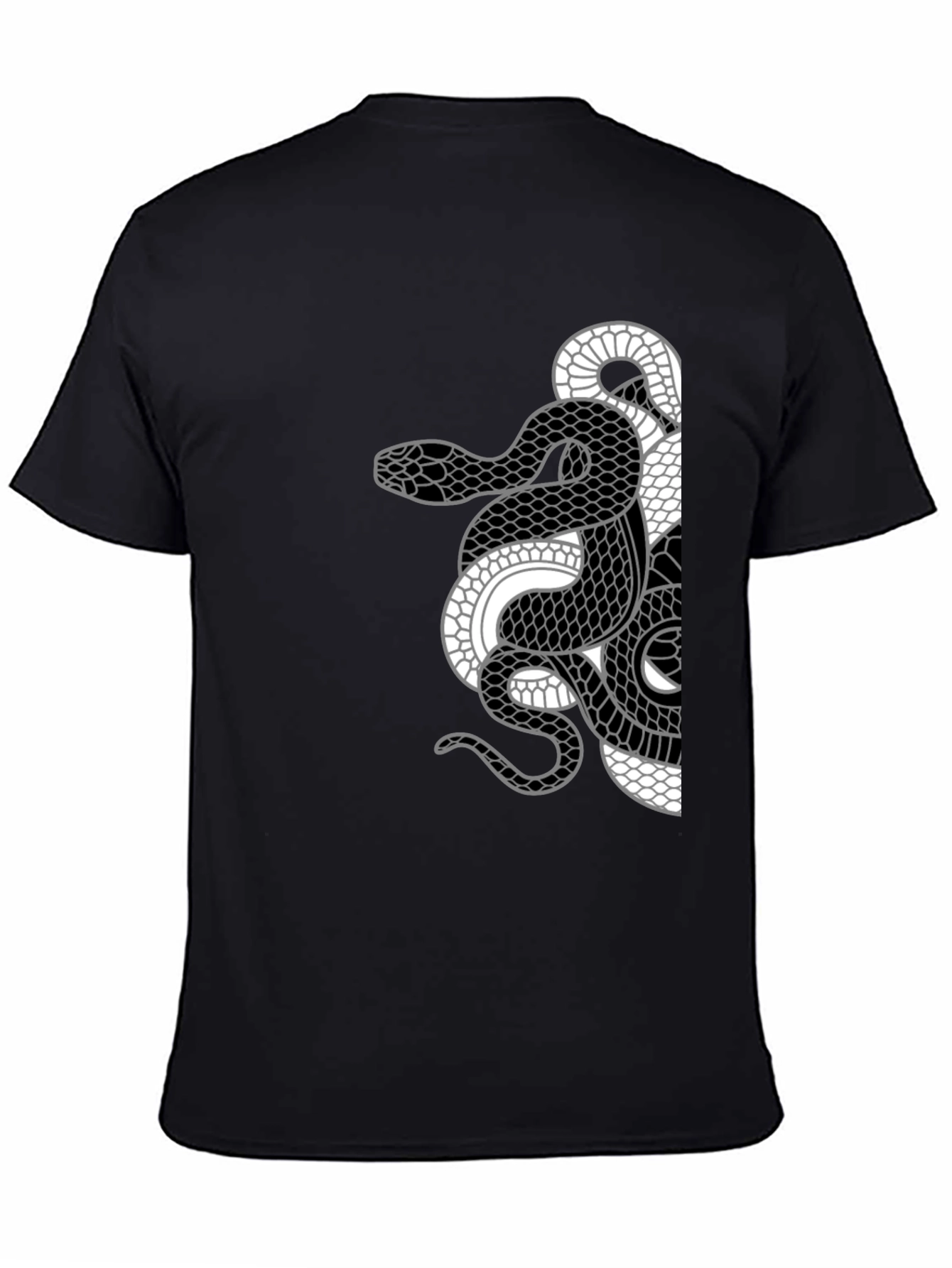 Yin Yang Snake Graphic Tee - Black