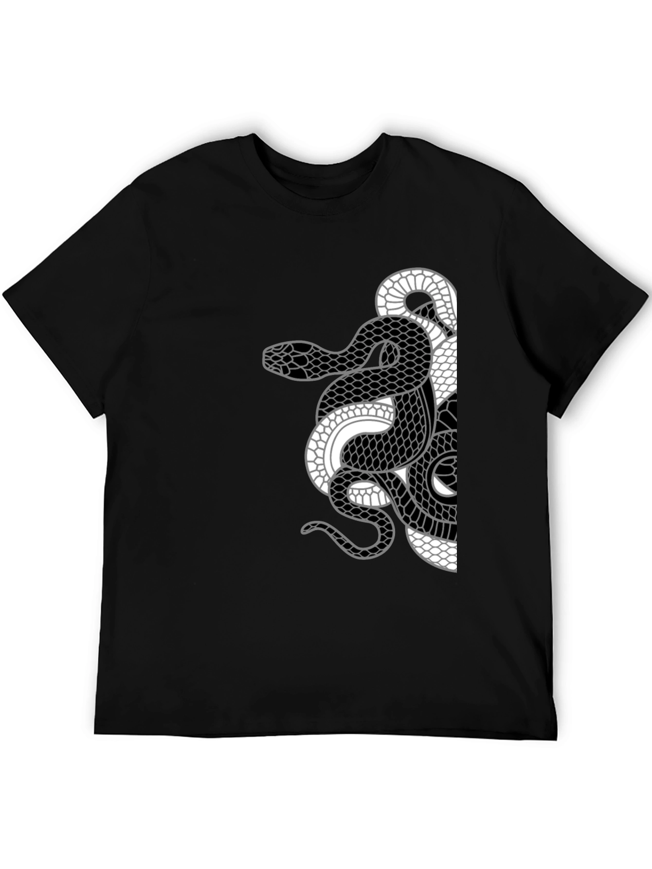 Yin Yang Snake Graphic Tee - Black
