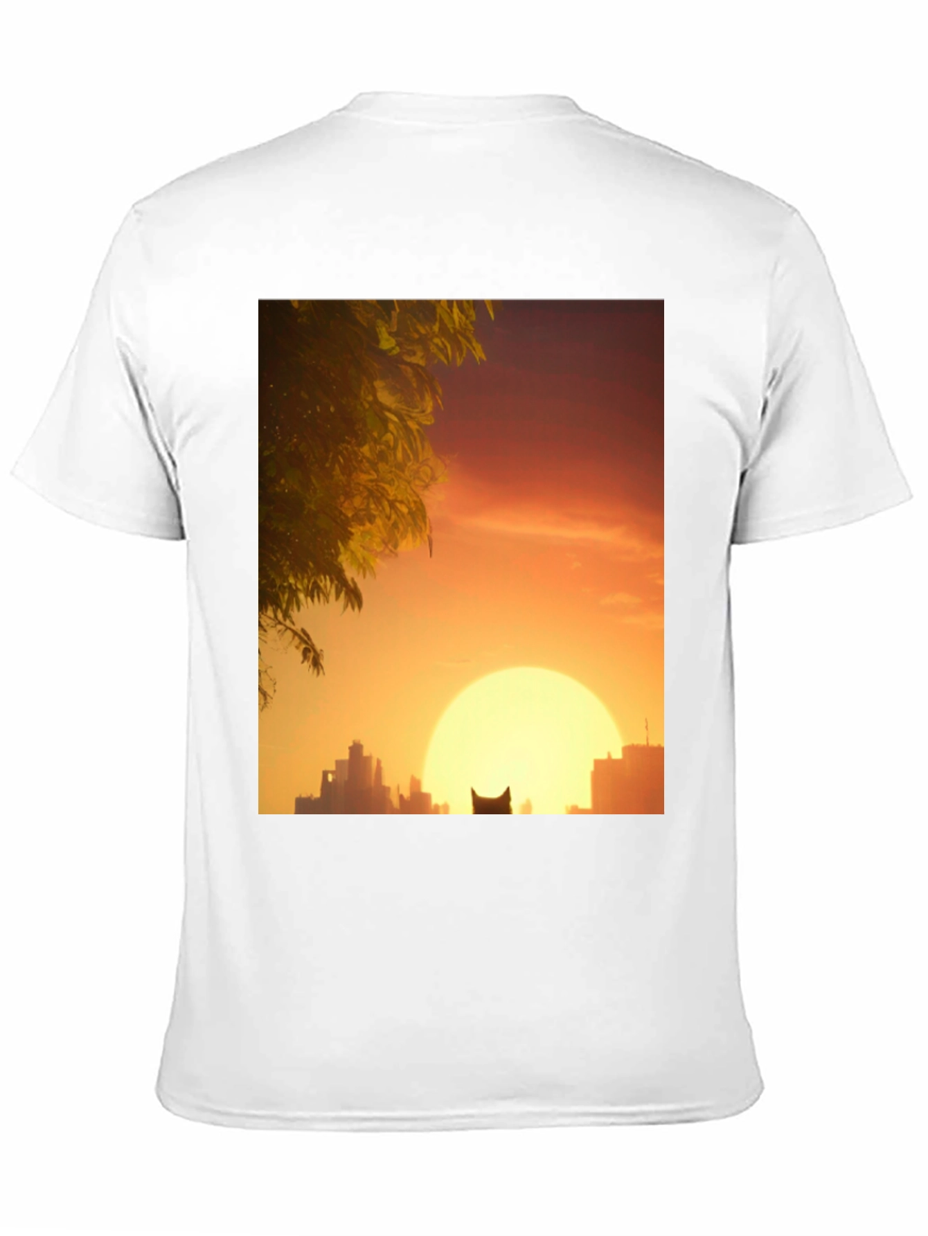 Sunset City Cat Black T-Shirt