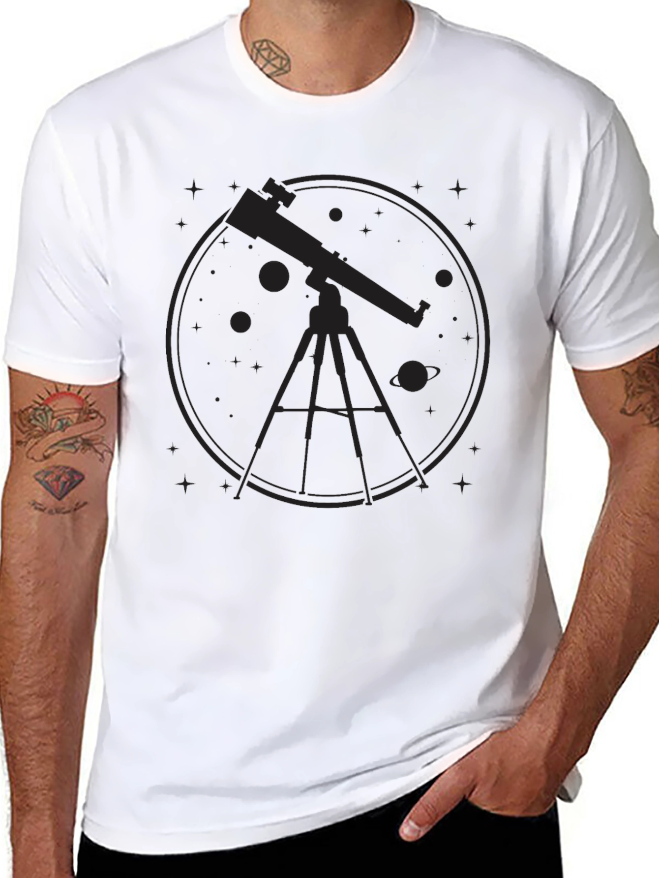 Astronomy Telescope Graphic Tee - Black