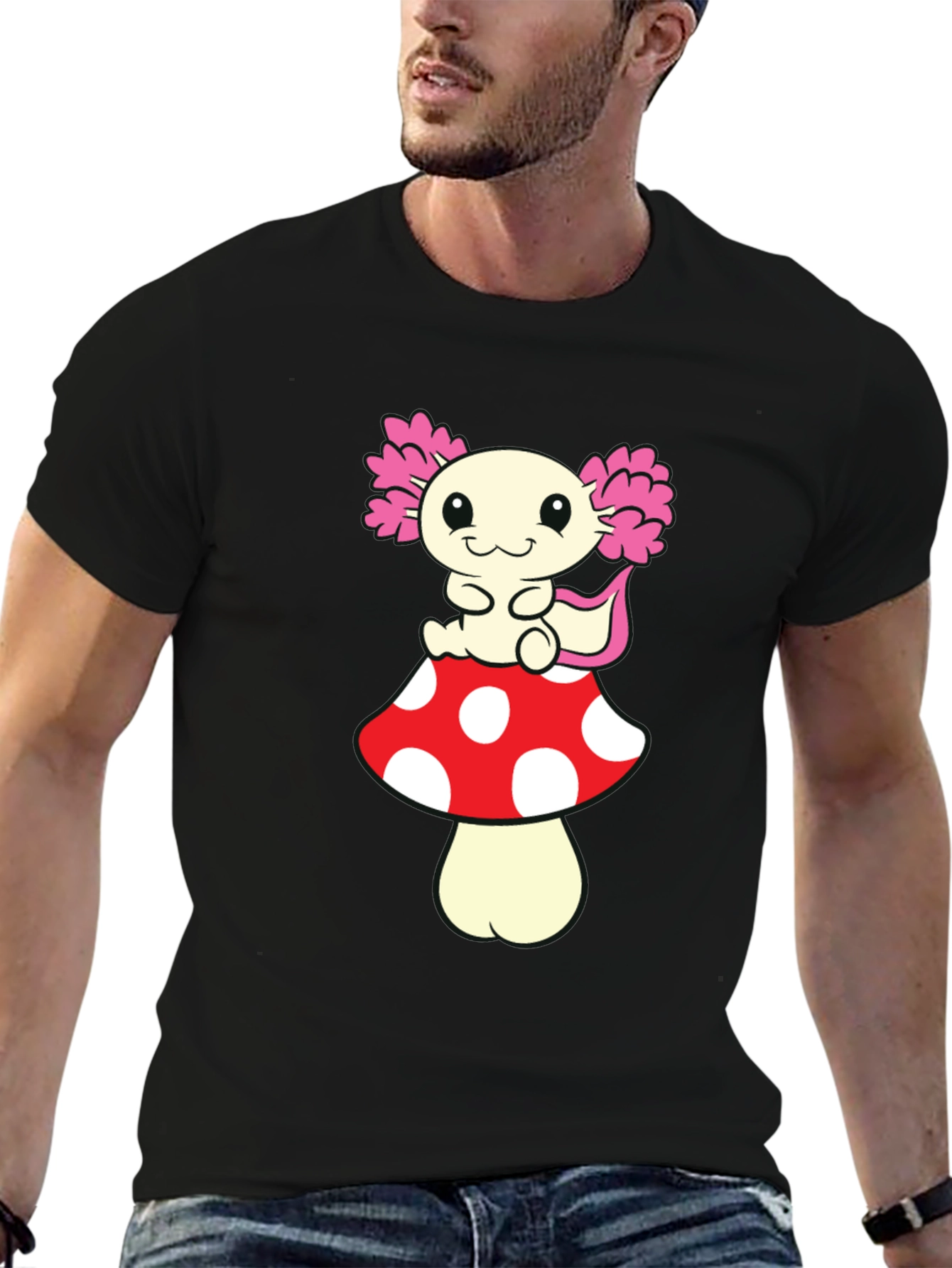 Axolotl Mushroom T-Shirt - Cute Cartoon Tee