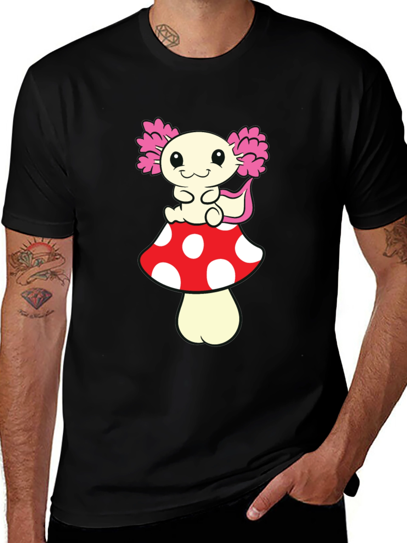 Axolotl Mushroom T-Shirt - Cute Cartoon Tee