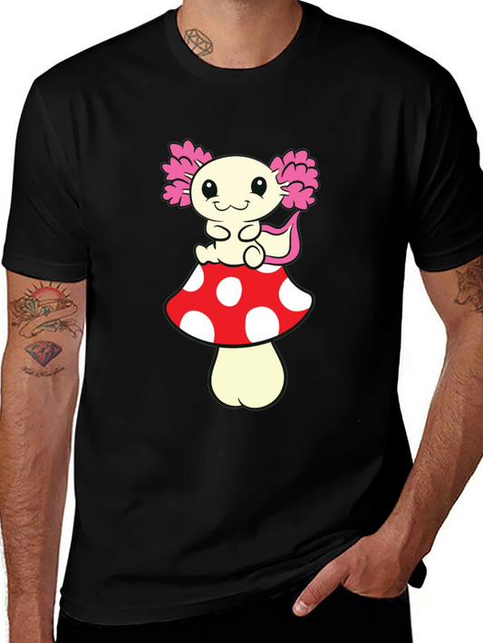 Axolotl Mushroom T-Shirt - Cute Cartoon Tee
