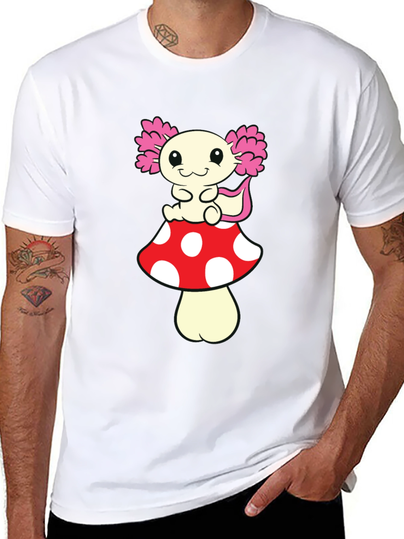 Axolotl Mushroom T-Shirt - Cute Cartoon Tee