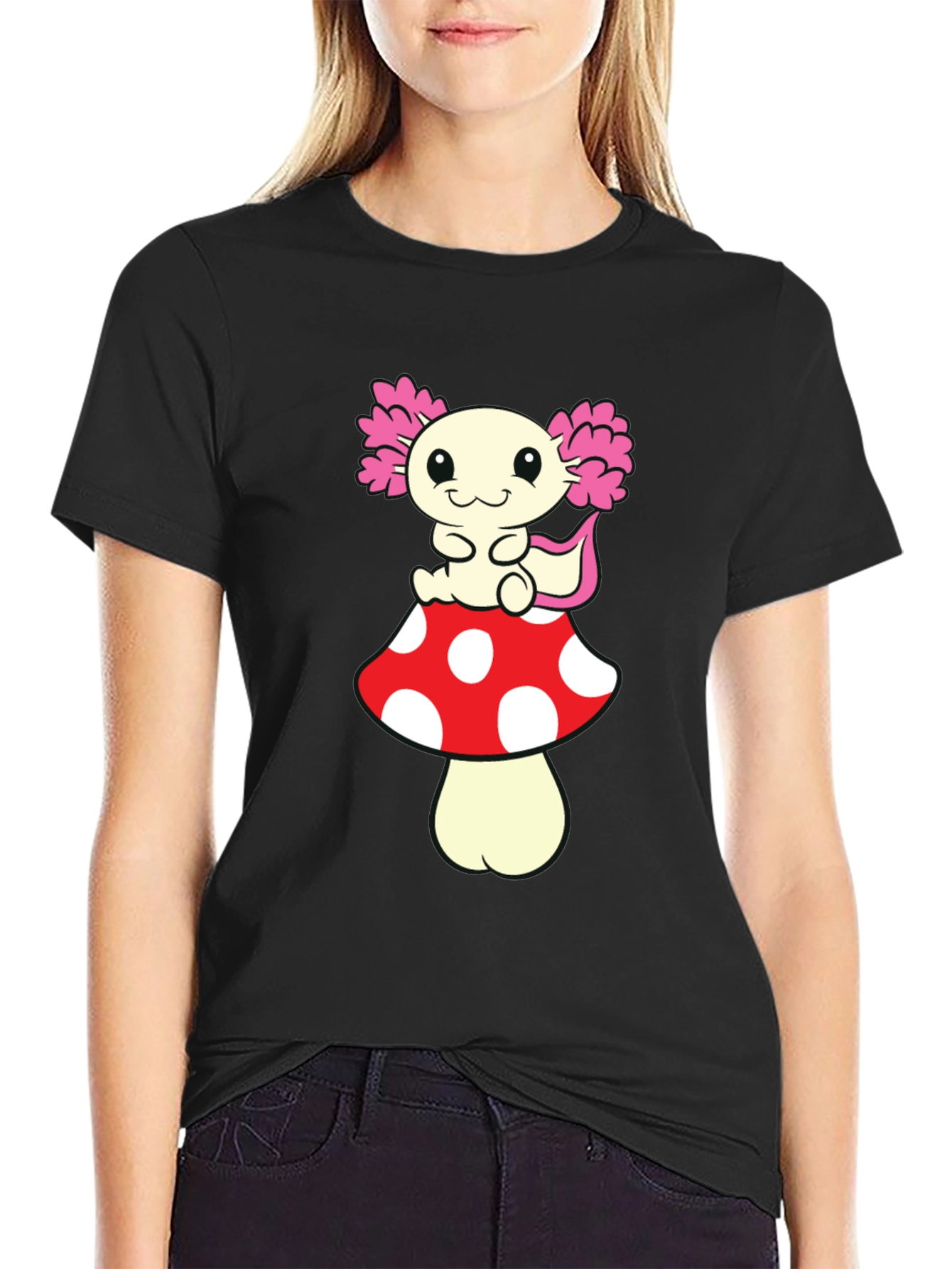 Axolotl Mushroom T-Shirt - Cute Cartoon Tee