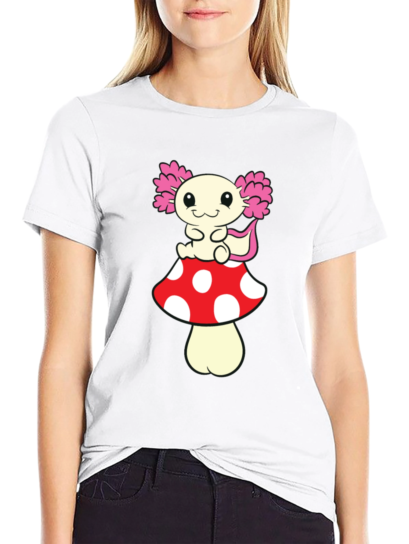 Axolotl Mushroom T-Shirt - Cute Cartoon Tee