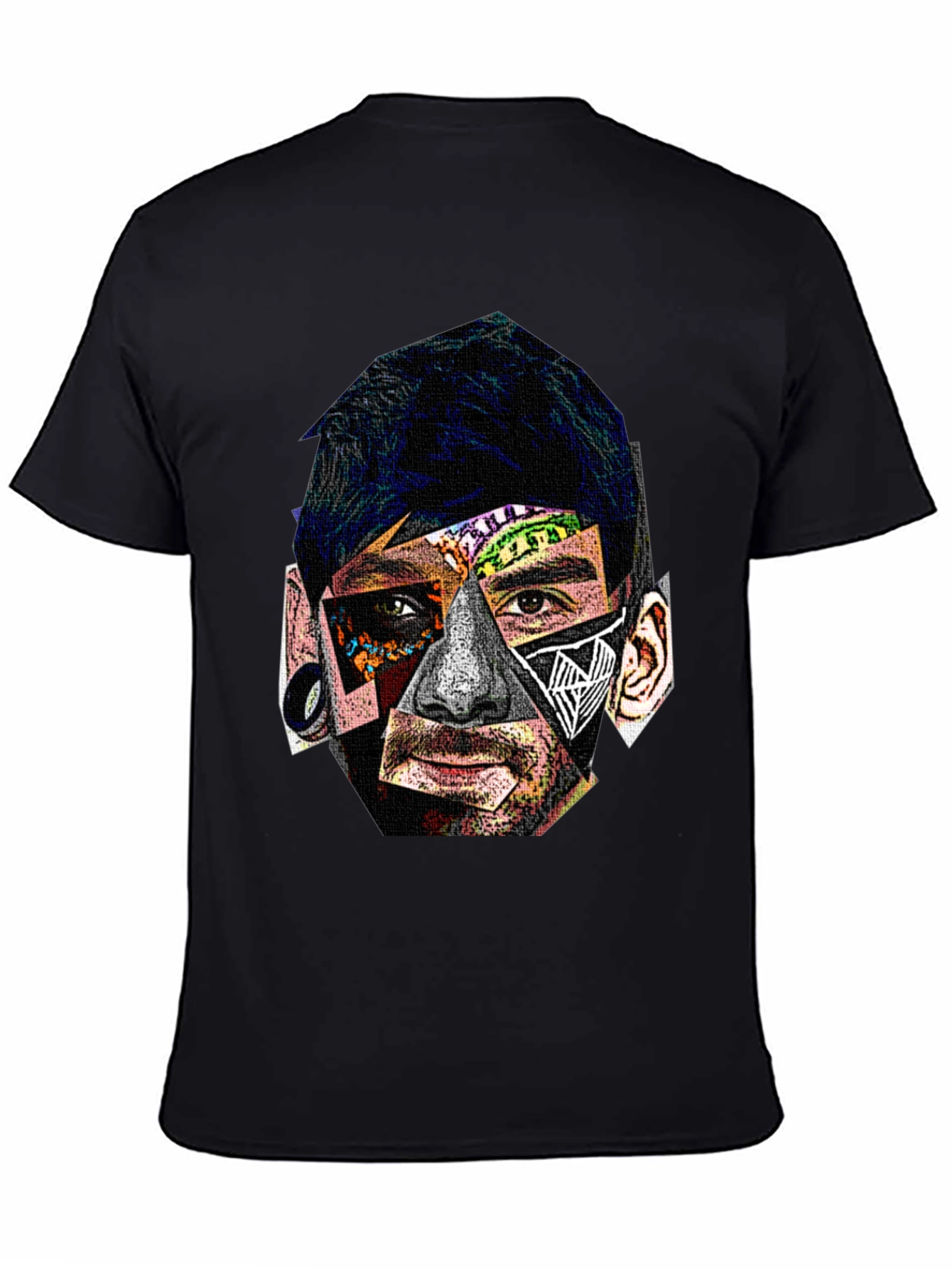 Abstract Portrait Graphic Black T-Shirt