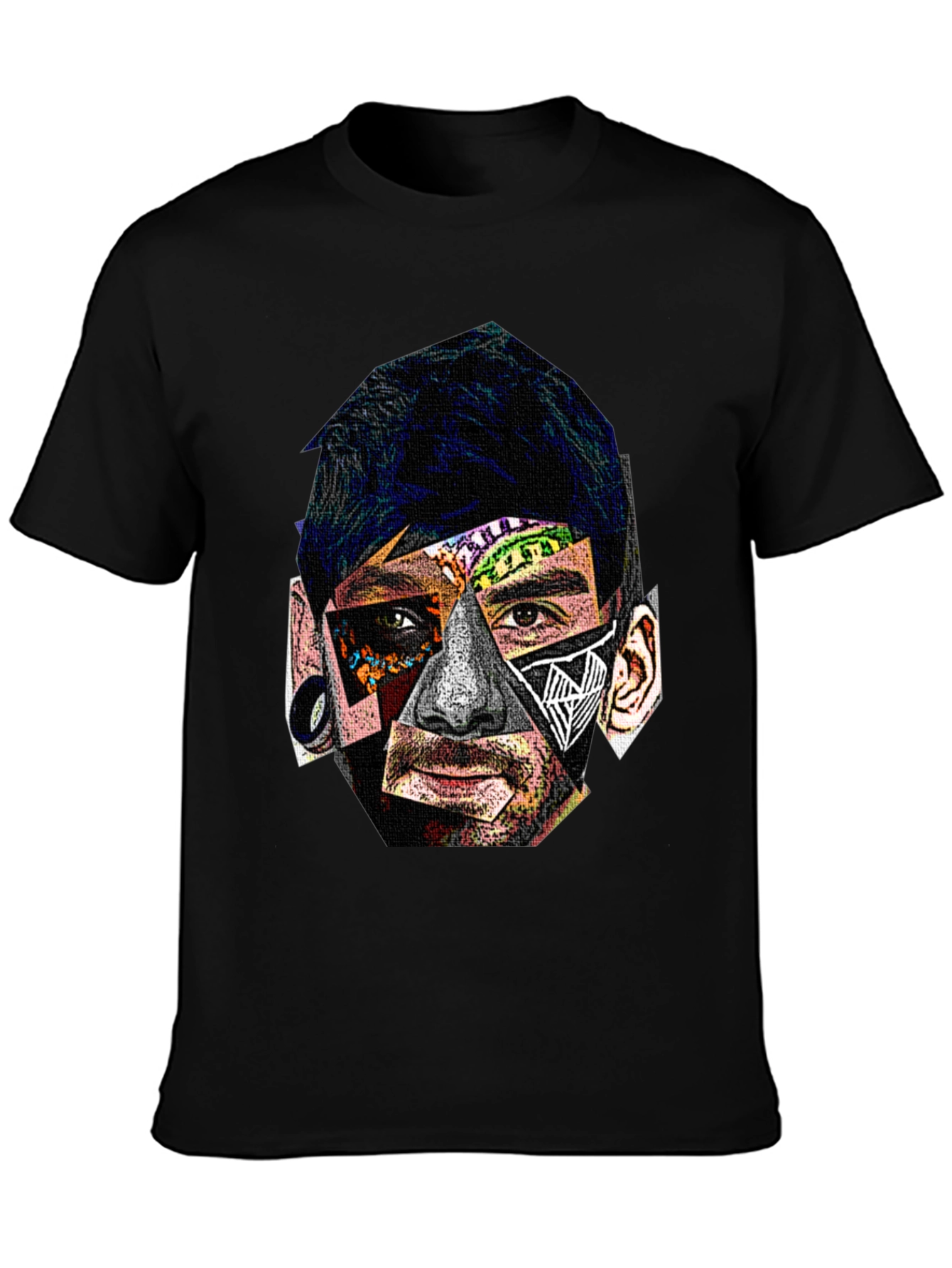 Abstract Portrait Graphic Black T-Shirt