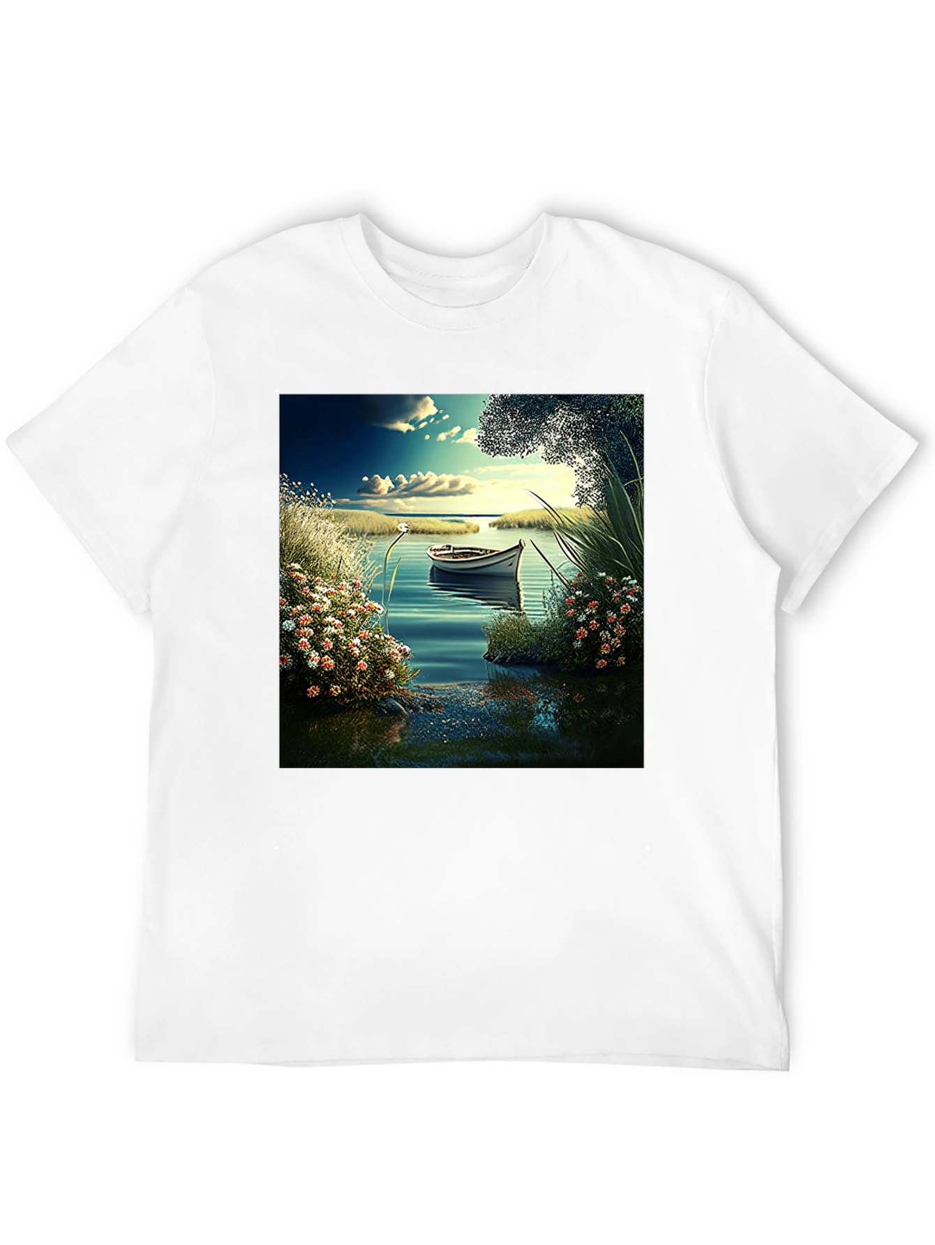 Scenic Lake Boat T-Shirt