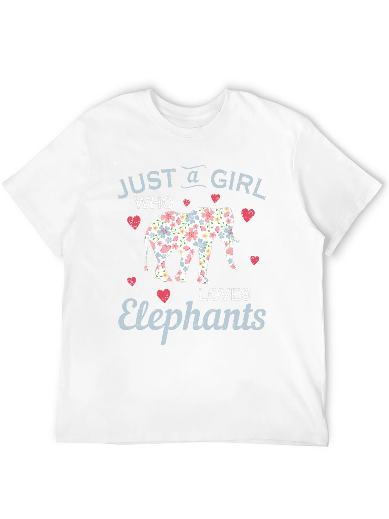 Girl Loves Elephants Floral Print Black Tee