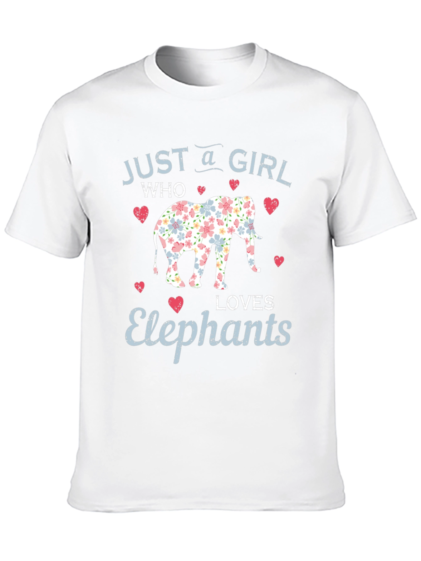 Girl Loves Elephants Floral Print Black Tee