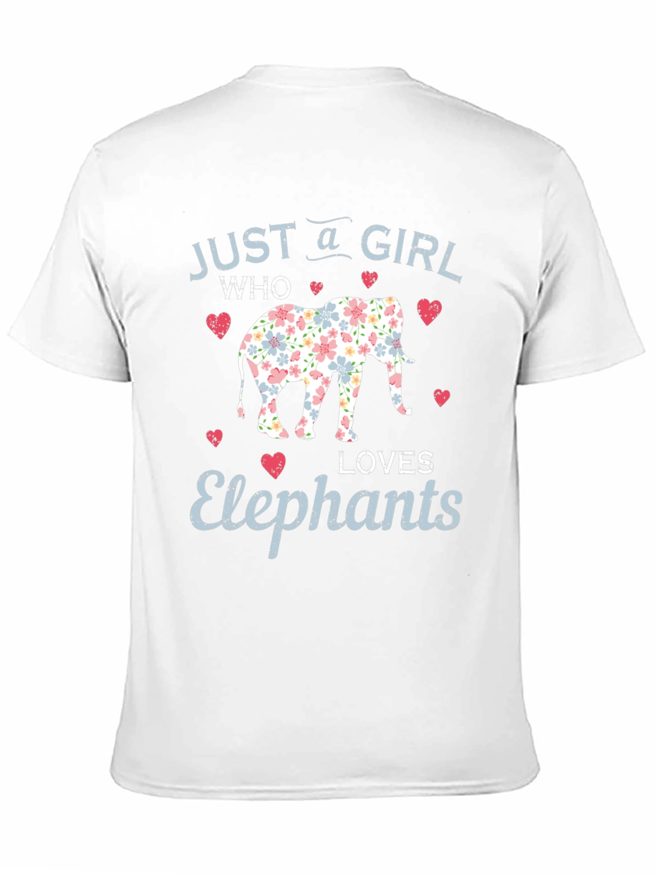 Girl Loves Elephants Floral Print Black Tee