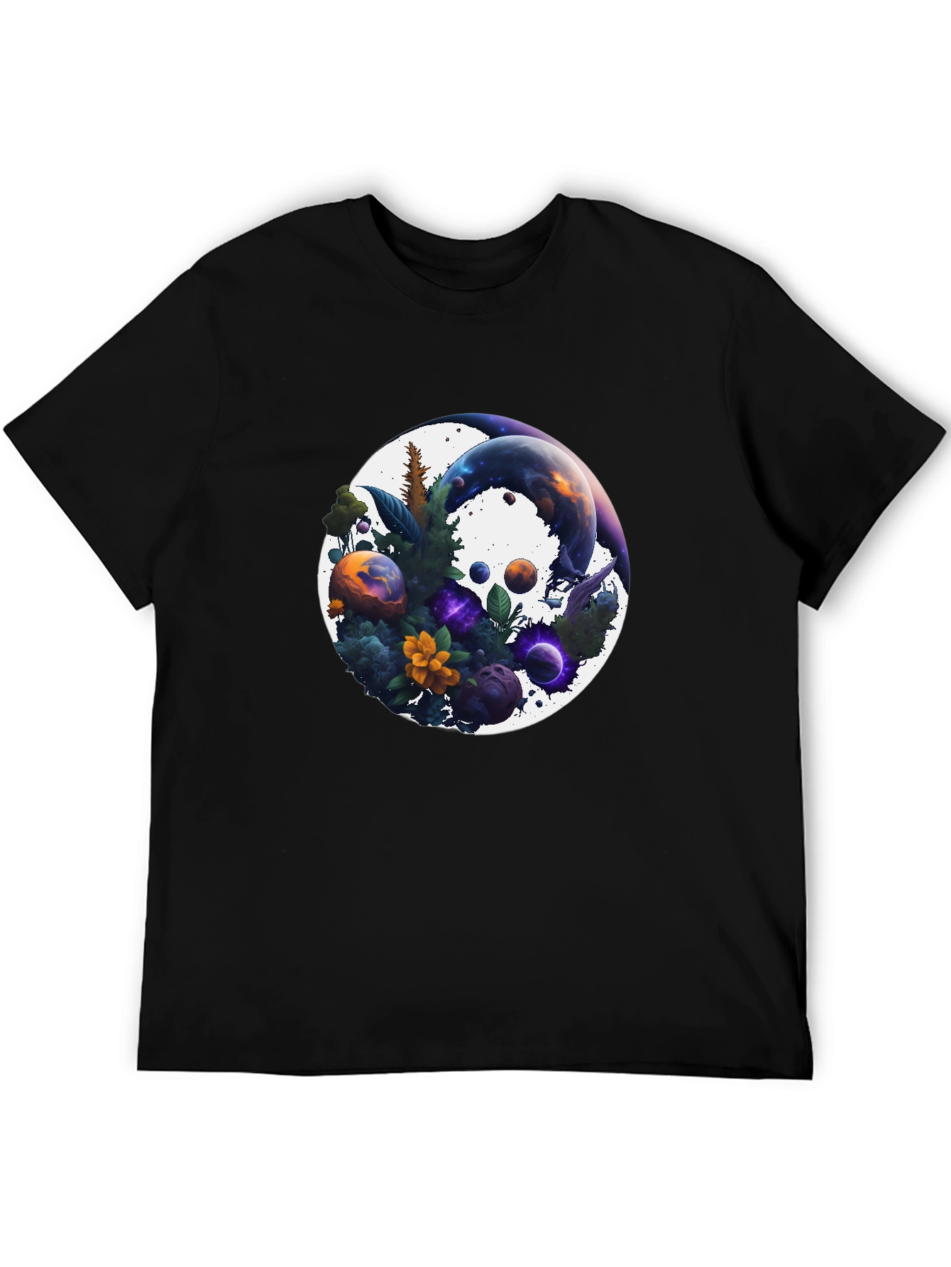 Cosmic Garden T-Shirt - Nature & Space Fusion