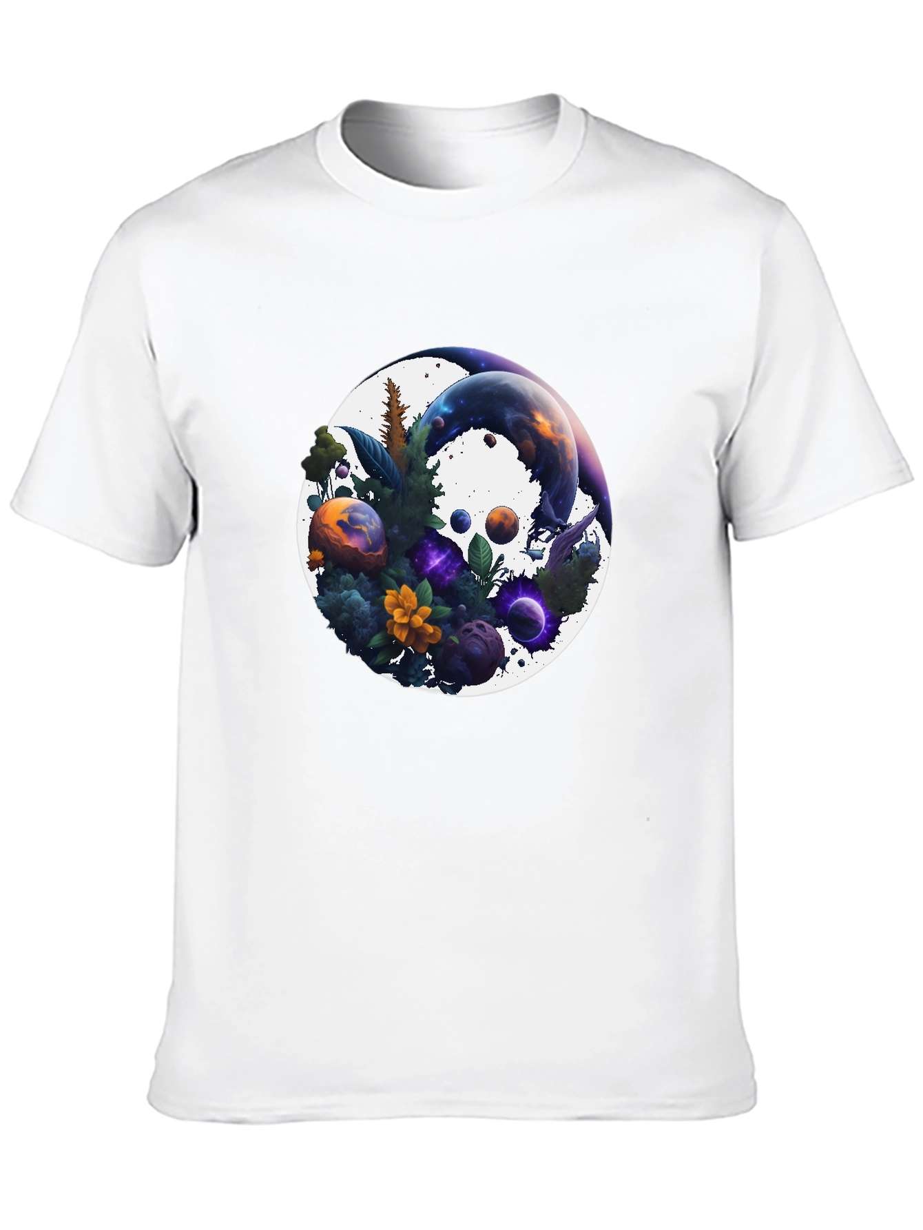 Cosmic Garden T-Shirt - Nature & Space Fusion