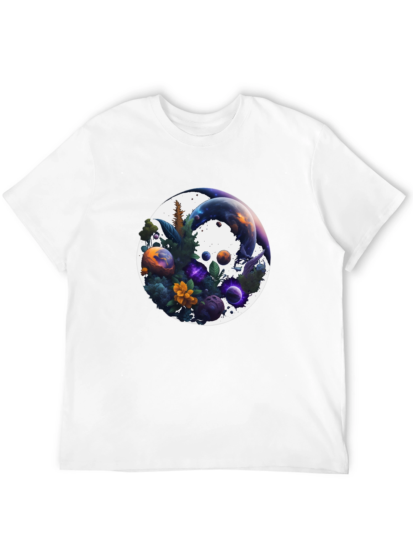 Cosmic Garden T-Shirt - Nature & Space Fusion
