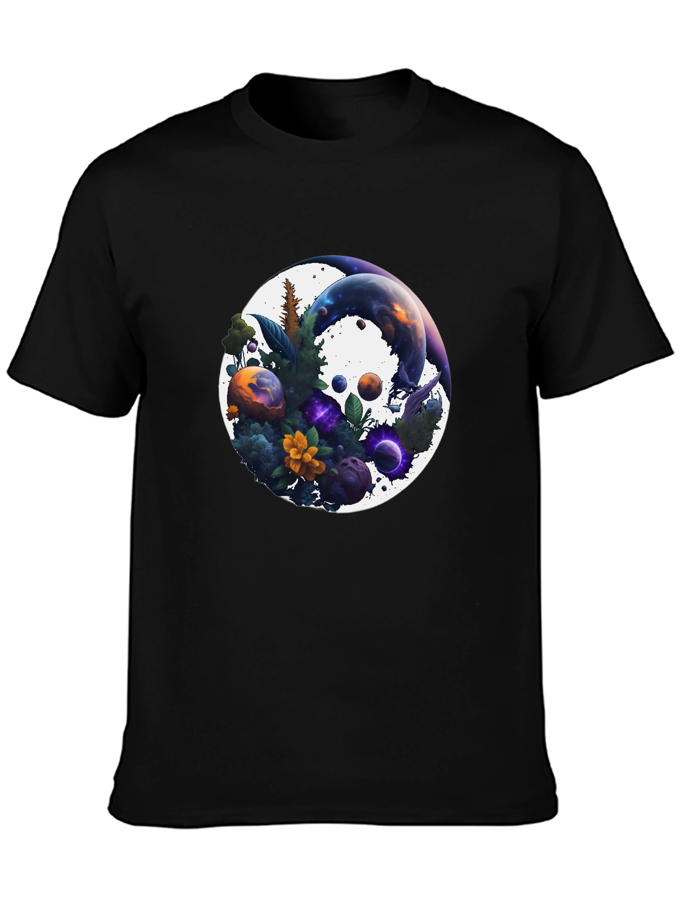 Cosmic Garden T-Shirt - Nature & Space Fusion