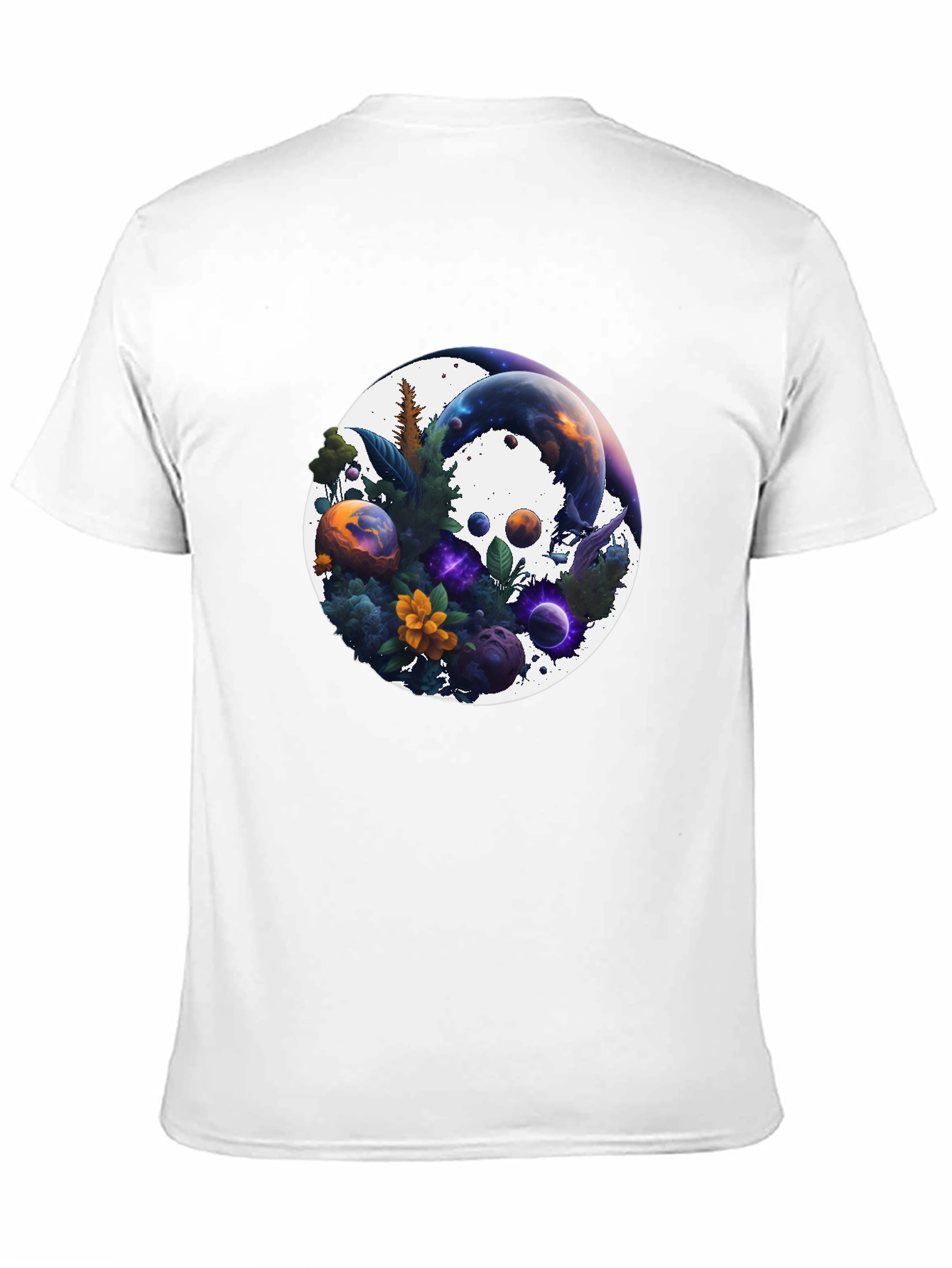 Cosmic Garden T-Shirt - Nature & Space Fusion